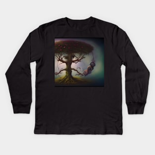 I Spy With My Big Eye - Surreal Tree AI Art Kids Long Sleeve T-Shirt